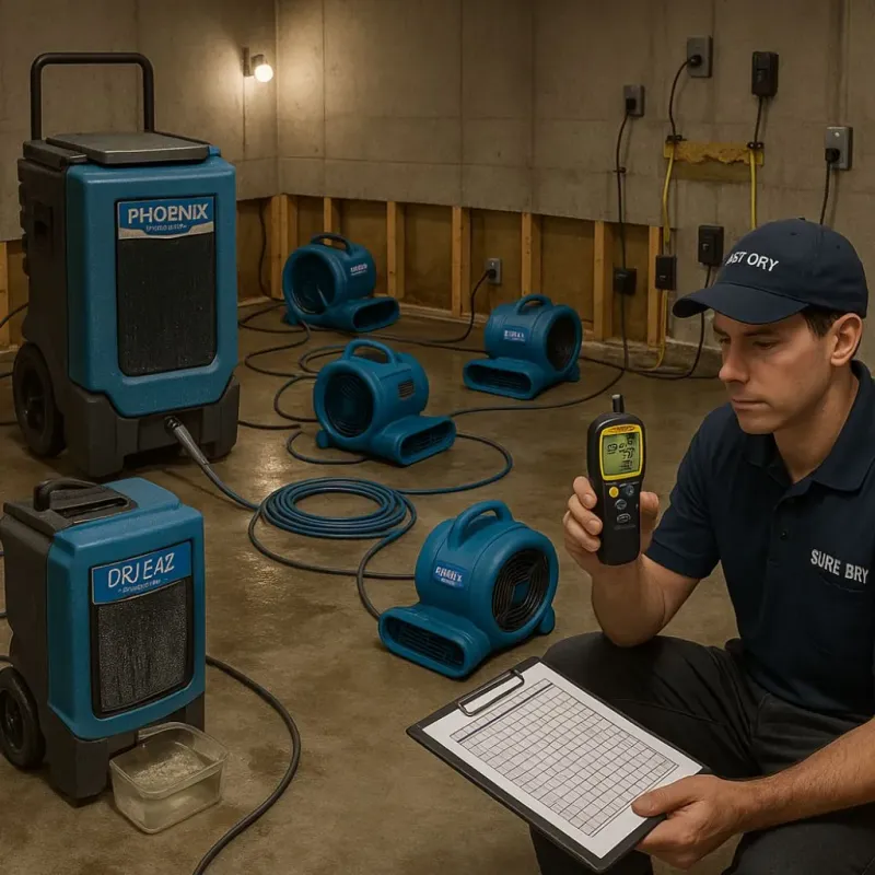 Structural Drying and Dehumidification process in Dunellen, NJ